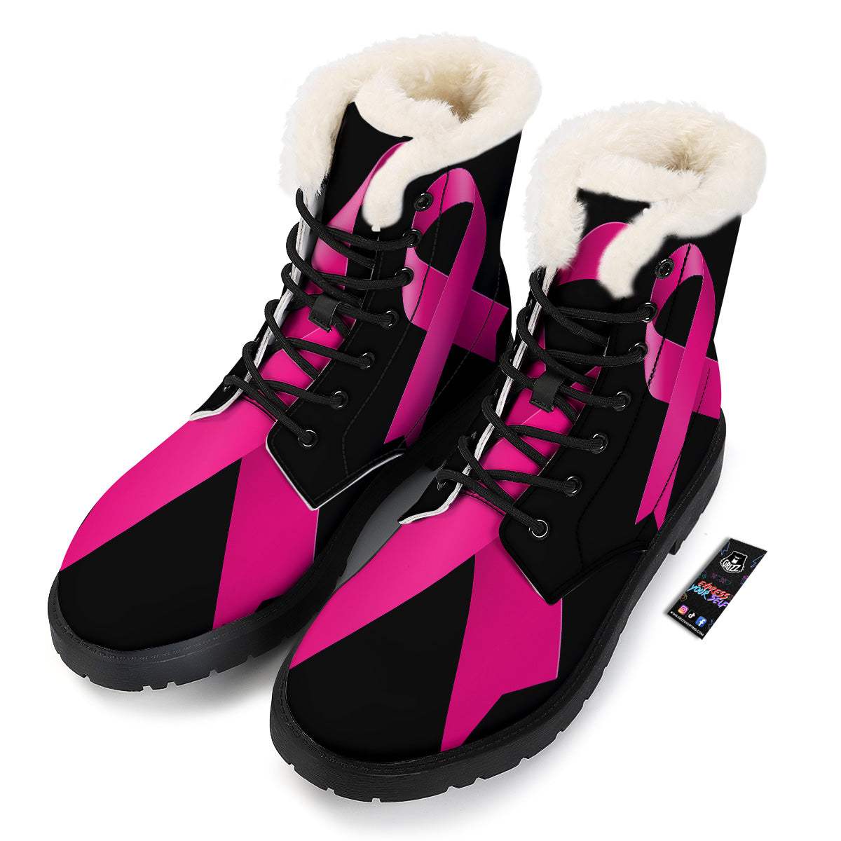 Symbol Breast Cancer Awareness Print Winter Boots-grizzshop