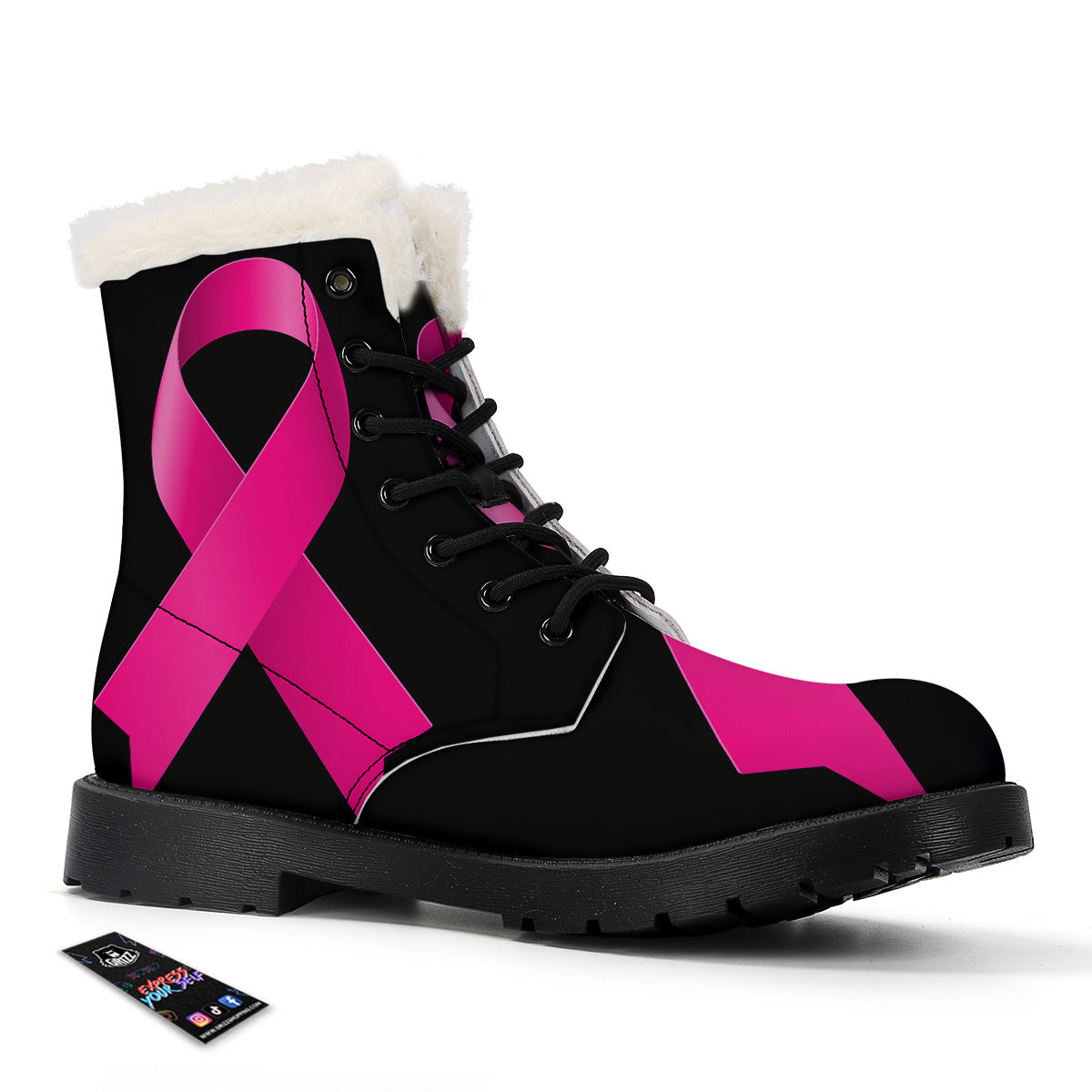 Symbol Breast Cancer Awareness Print Winter Boots-grizzshop