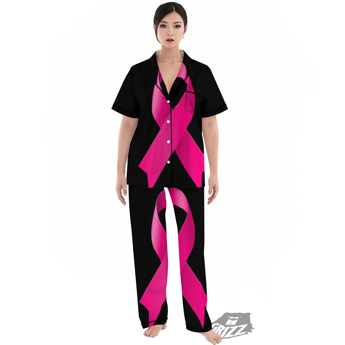 Symbol Breast Cancer Awareness Print Women's Pajamas Set-grizzshop