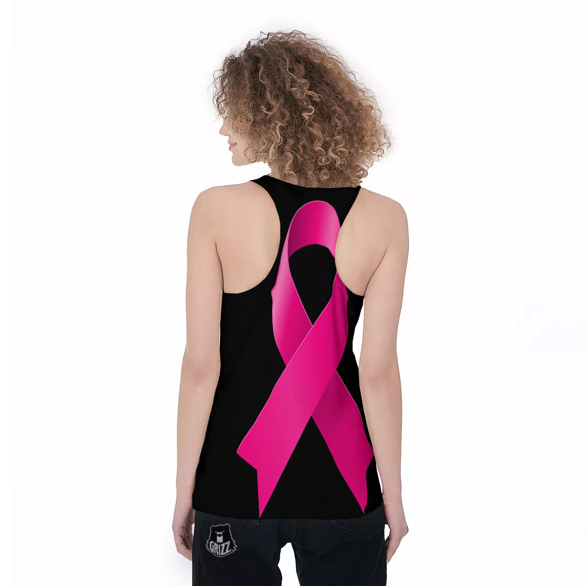 Symbol Breast Cancer Awareness Print Women's Racerback Tank Top-grizzshop