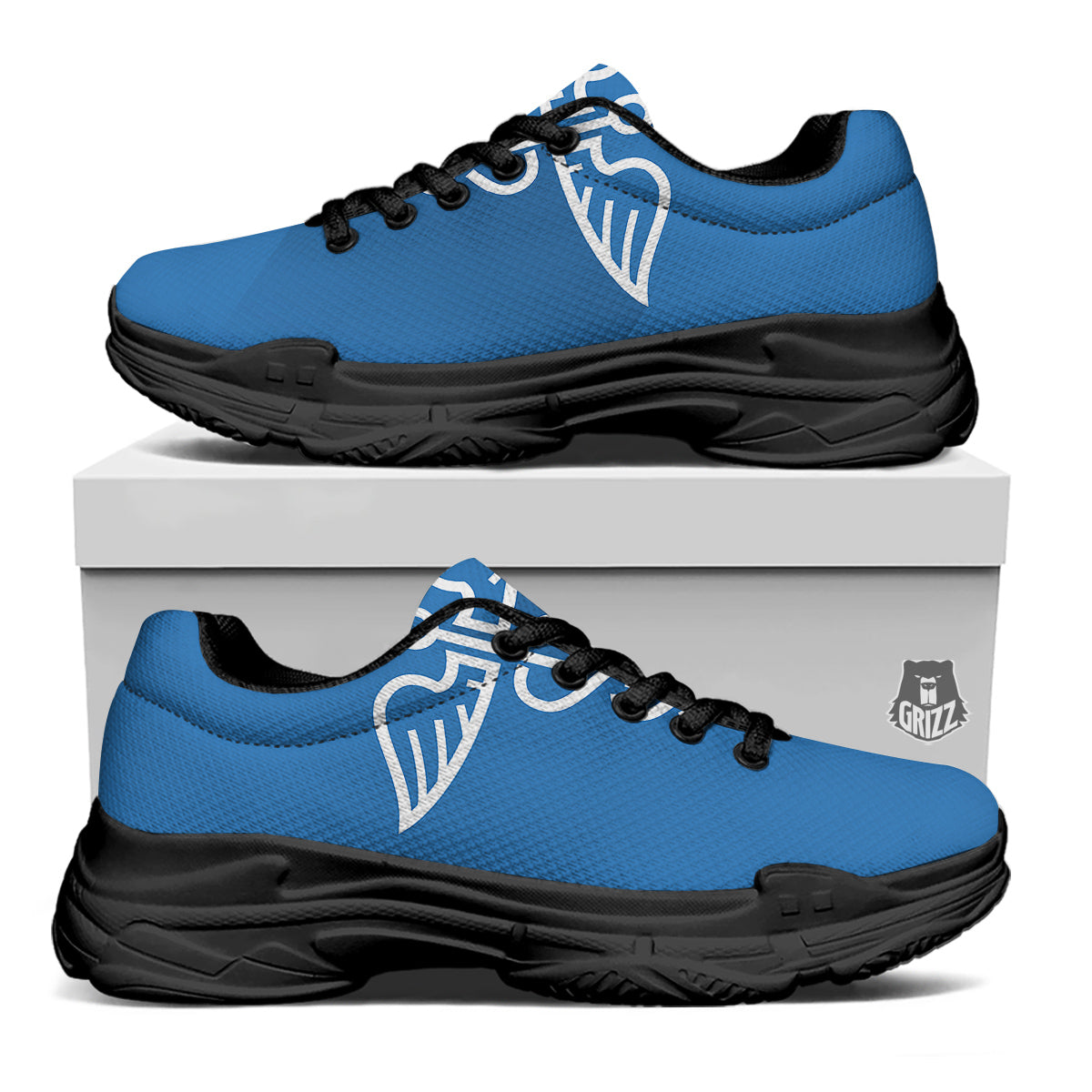 Symbol Caduceus Print Black Chunky Shoes-grizzshop