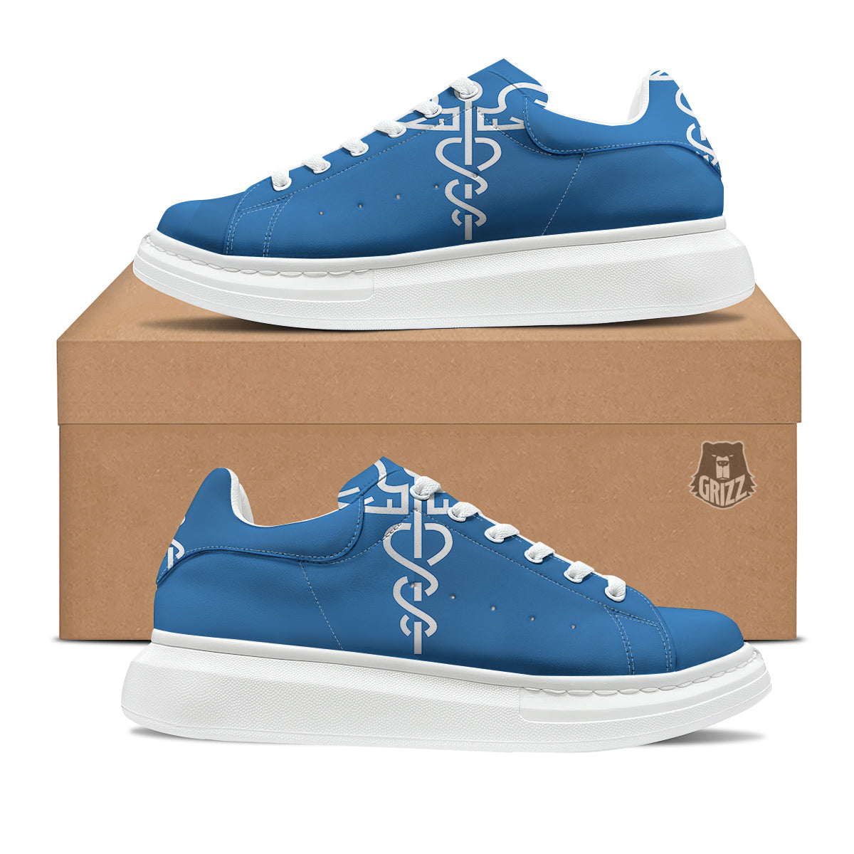 Symbol Caduceus Print Platform Shoes-grizzshop