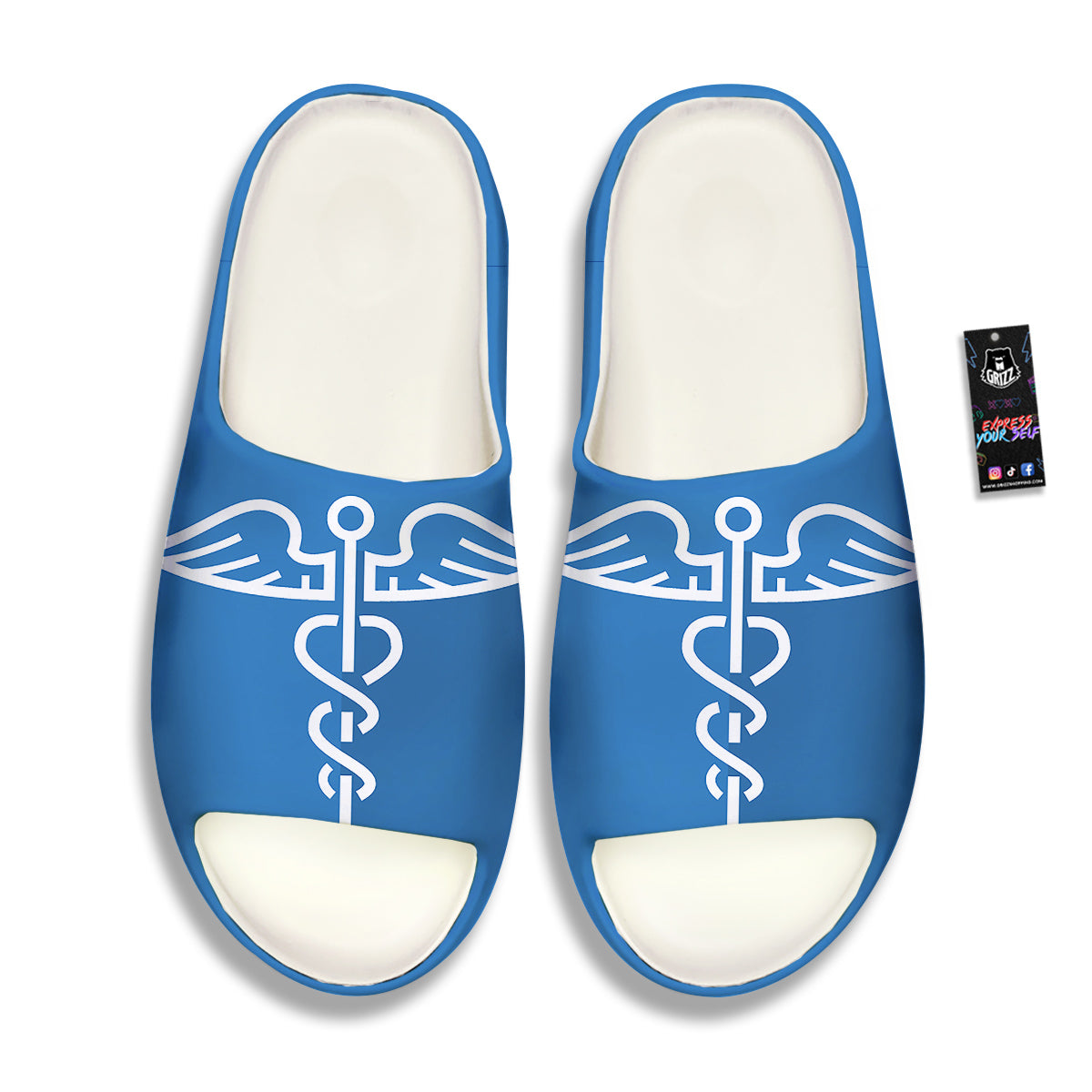 Symbol Caduceus Print Sandals-grizzshop