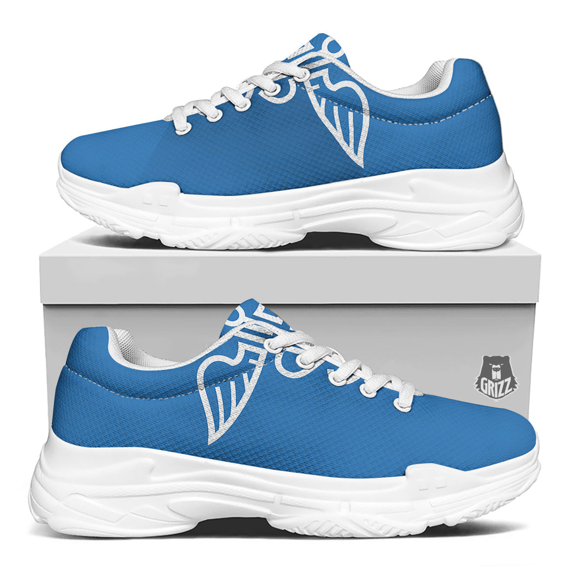 Symbol Caduceus Print White Chunky Shoes-grizzshop