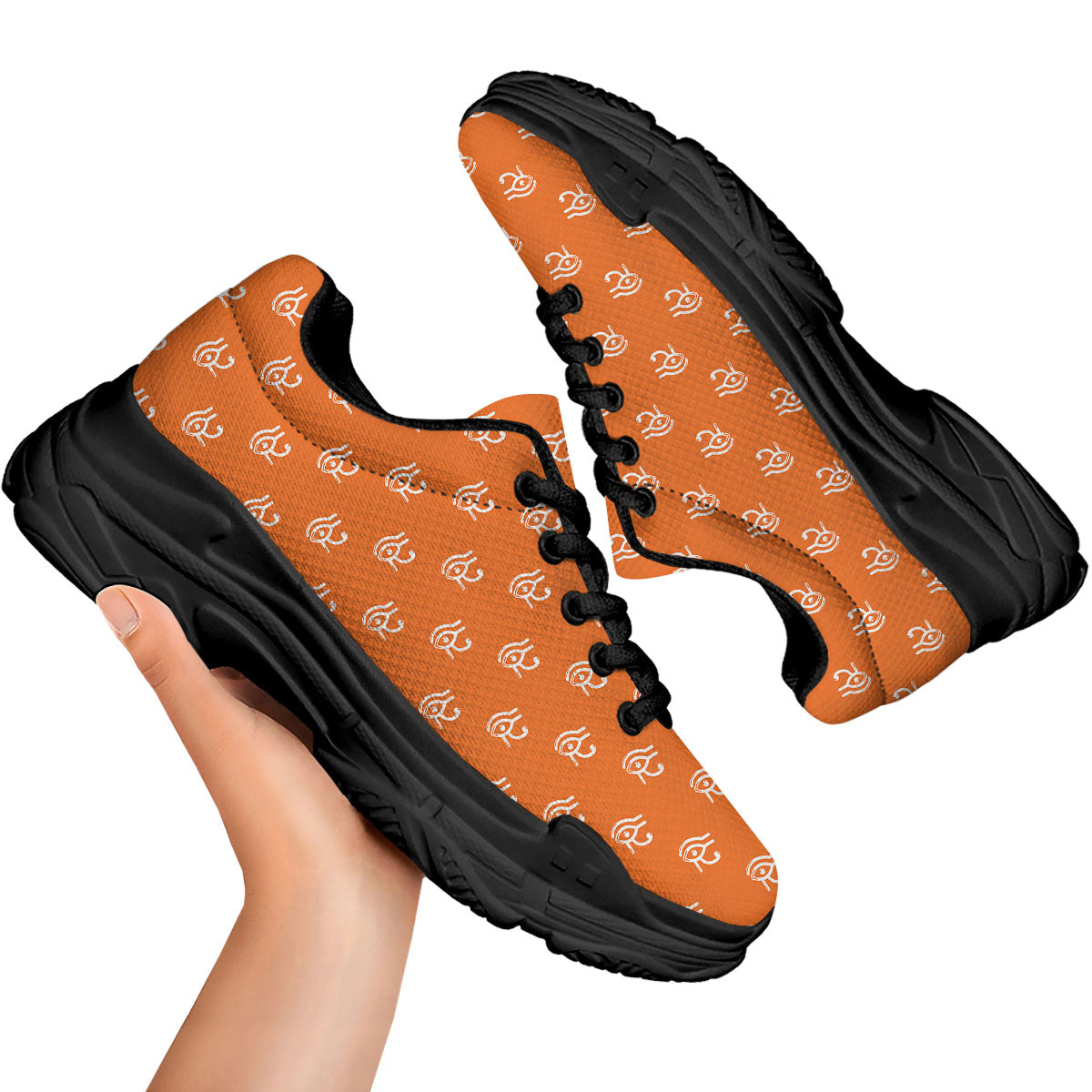 Symbol Eye Of Horus Pattern Black Chunky Shoes-grizzshop
