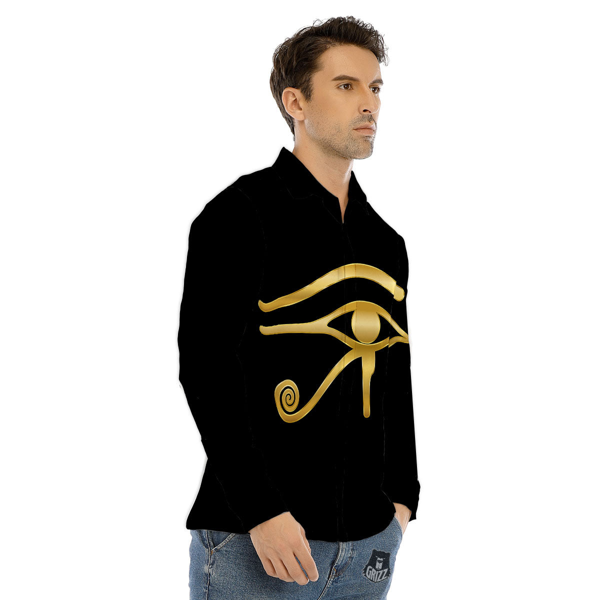 Symbol Eye Of Horus Print Men's Dress Shirts-grizzshop