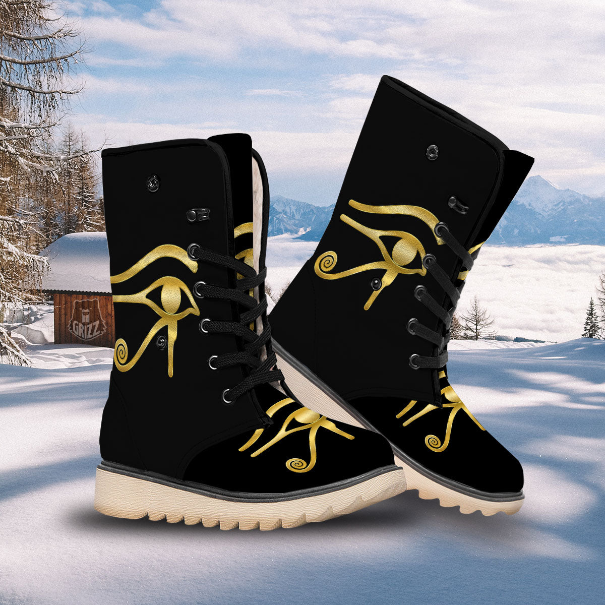 Symbol Eye Of Horus Print Snow Boots-grizzshop