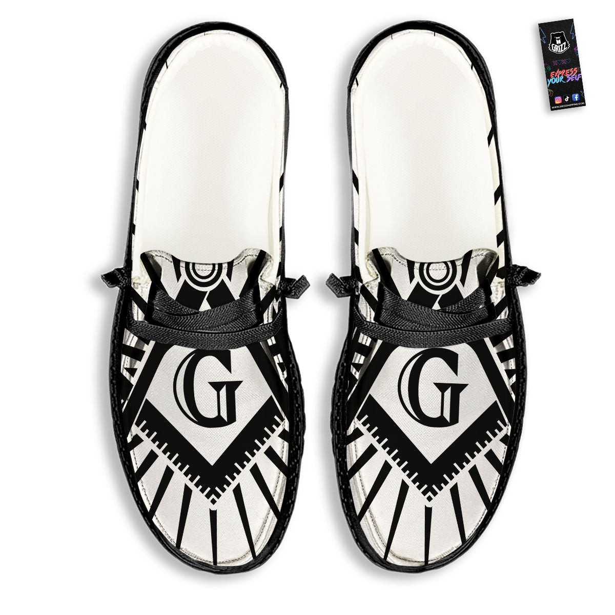 Symbol Freemasonry Print Black Loafers-grizzshop