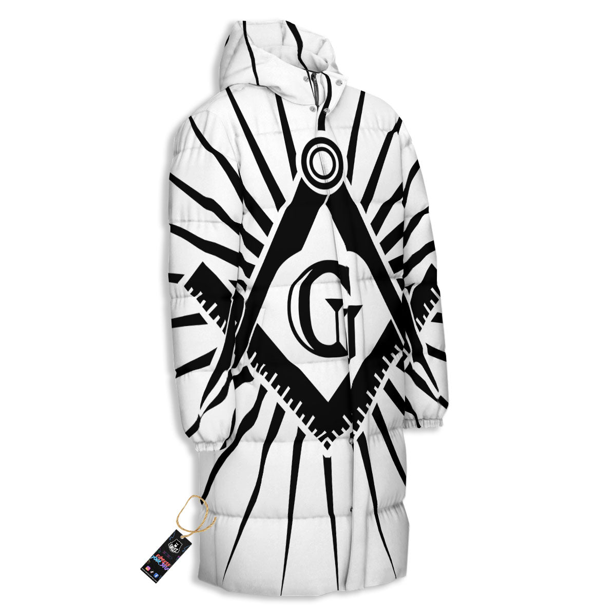 Symbol Freemasonry Print Long Down Jacket-grizzshop