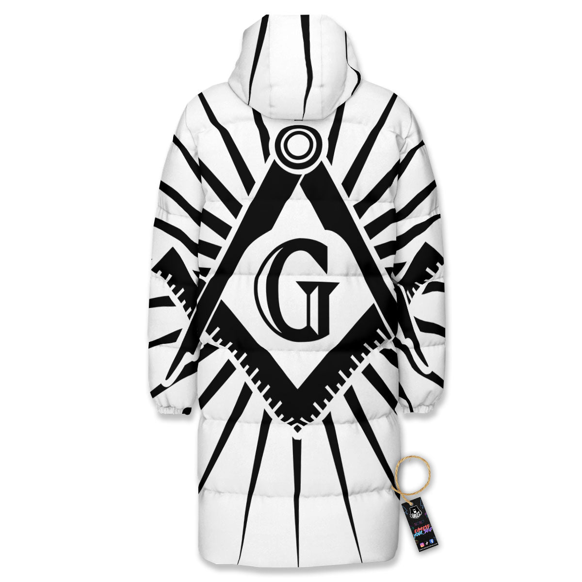 Symbol Freemasonry Print Long Down Jacket-grizzshop