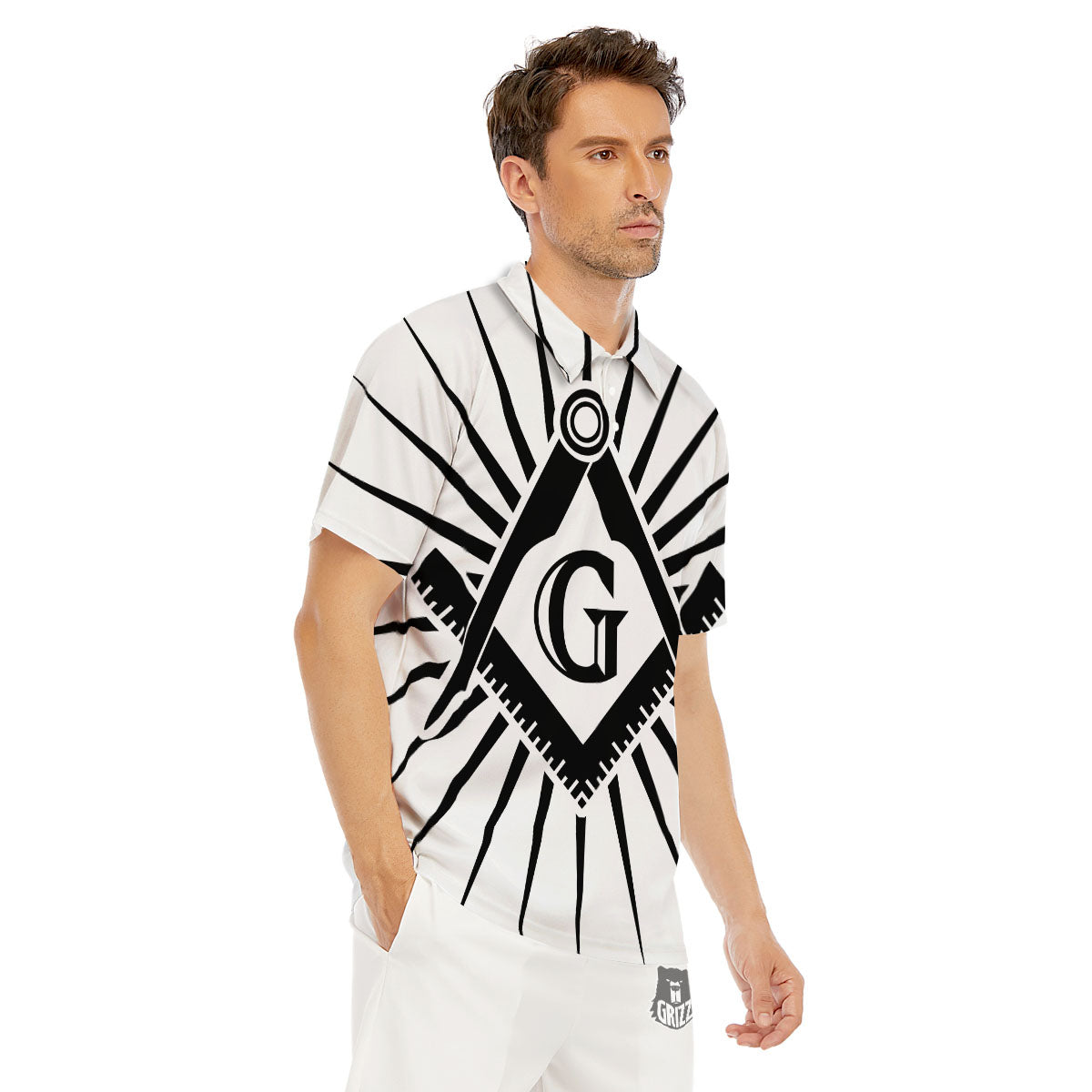 Symbol Freemasonry Print Men's Golf Shirts-grizzshop