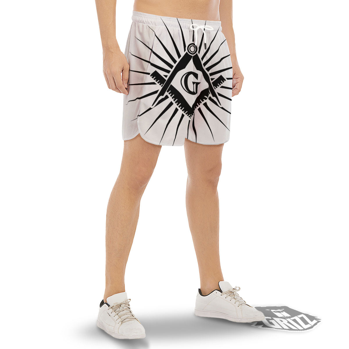 Symbol Freemasonry Print Men's Gym Shorts-grizzshop