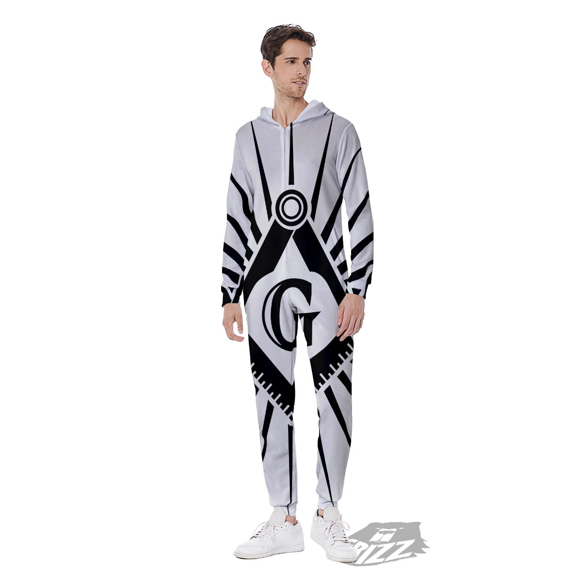 Symbol Freemasonry Print Men's Jumpsuit-grizzshop
