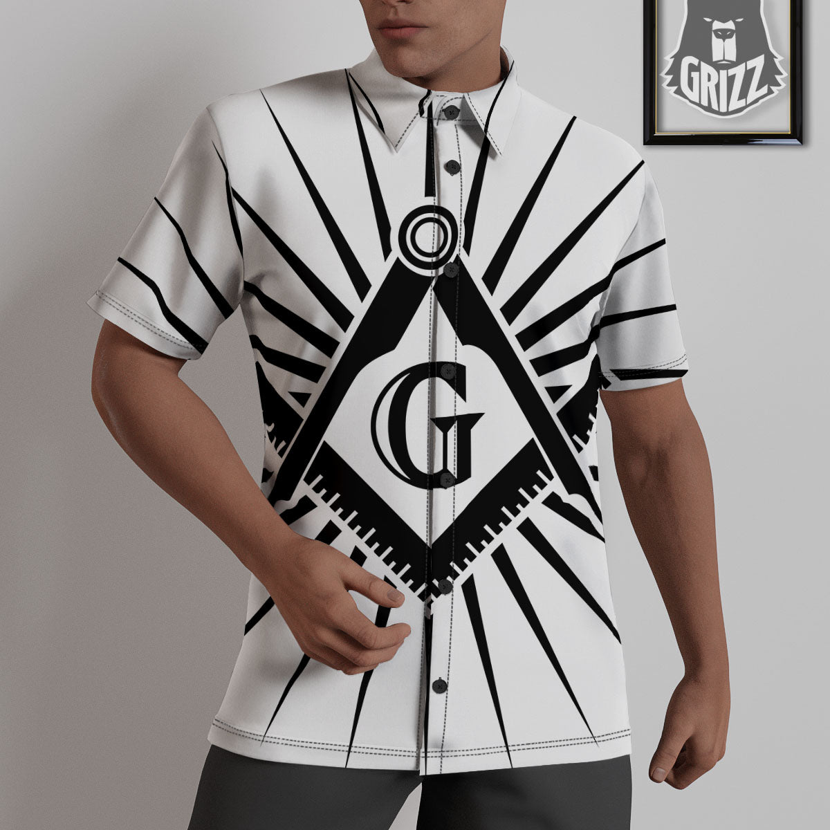 Symbol Freemasonry Print Untucked Shirts-grizzshop