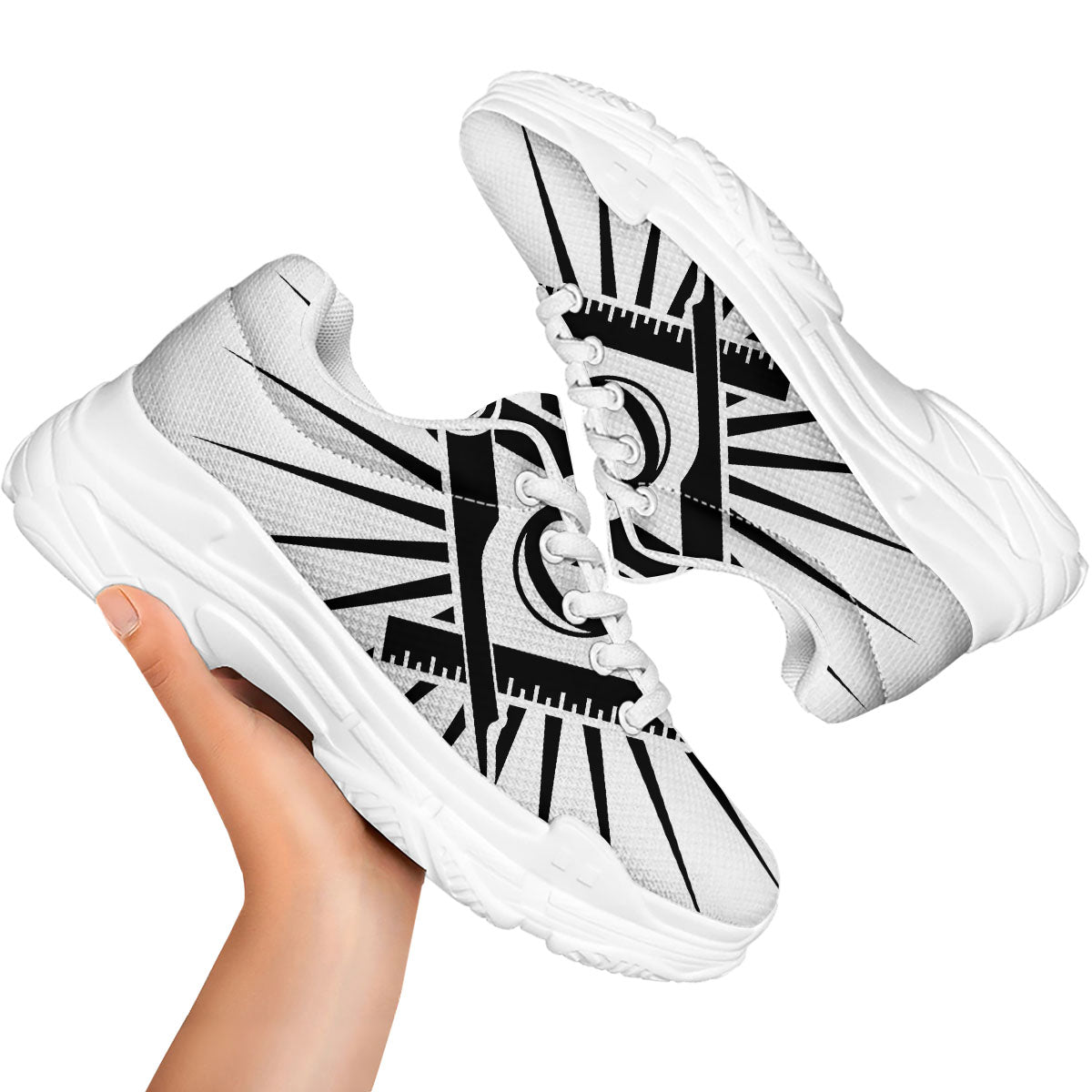 Symbol Freemasonry Print White Chunky Shoes-grizzshop