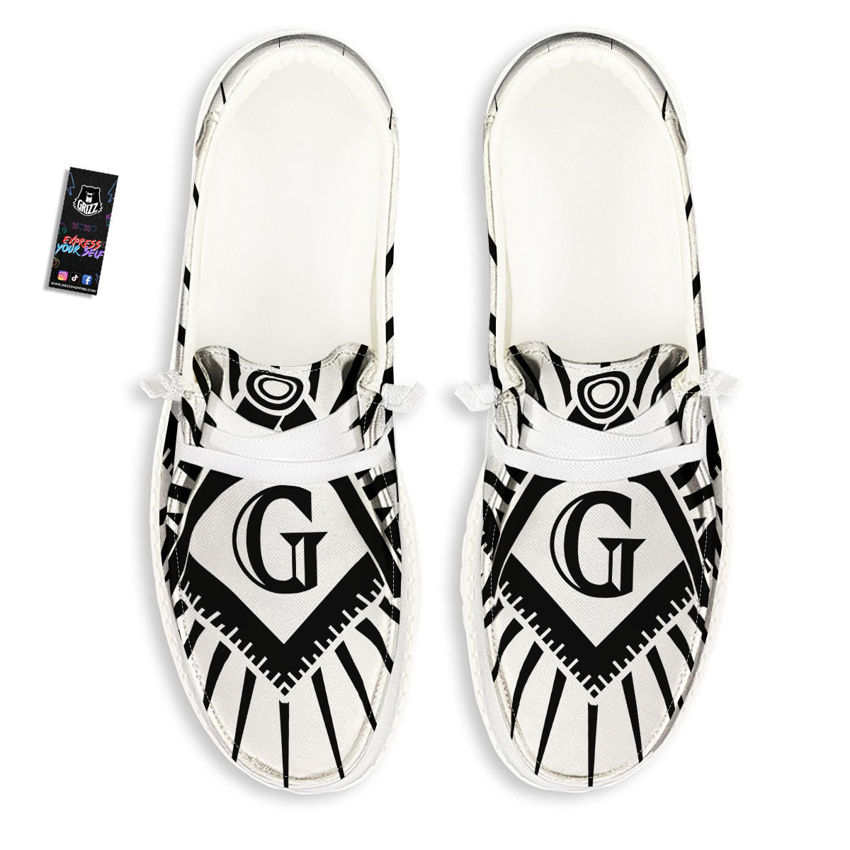 Symbol Freemasonry Print White Loafers-grizzshop