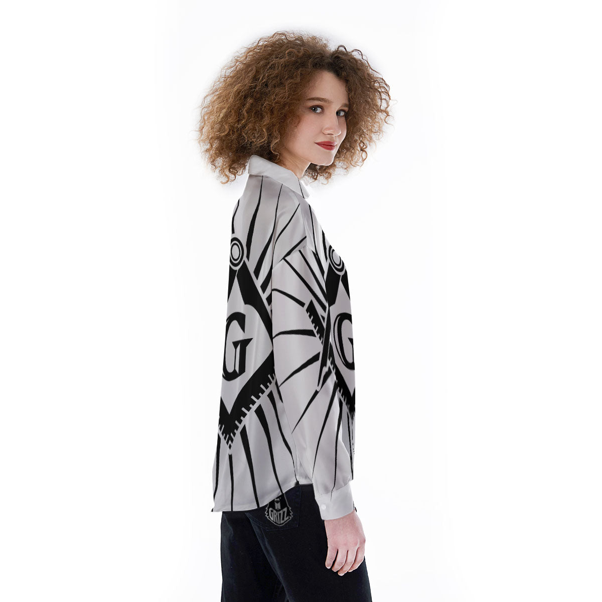 Symbol Freemasonry Print Women's Long Sleeve Shirts-grizzshop