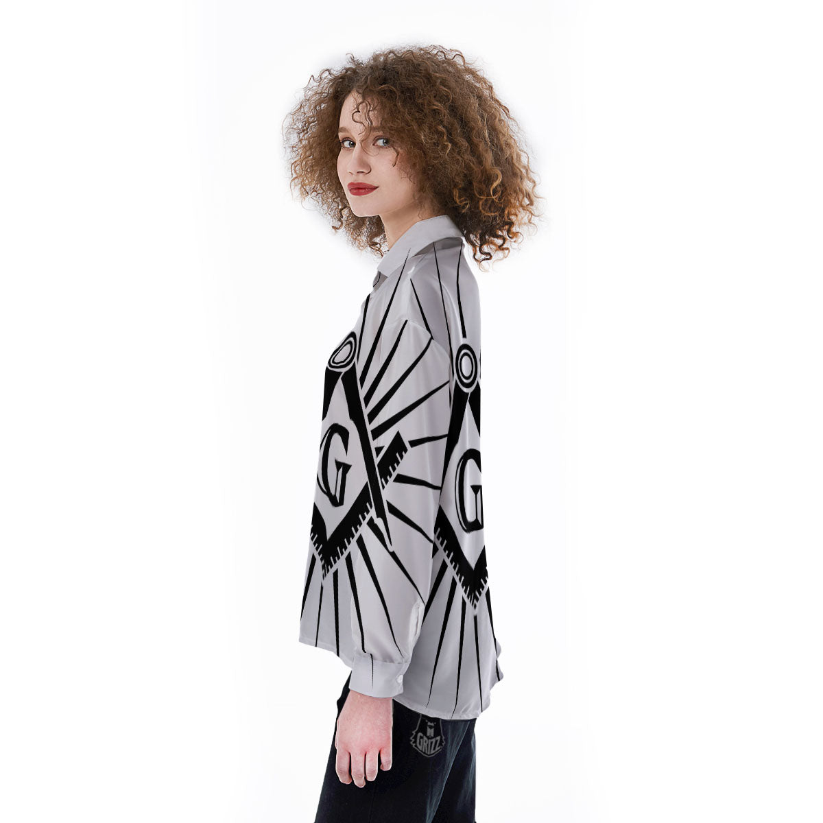Symbol Freemasonry Print Women's Long Sleeve Shirts-grizzshop