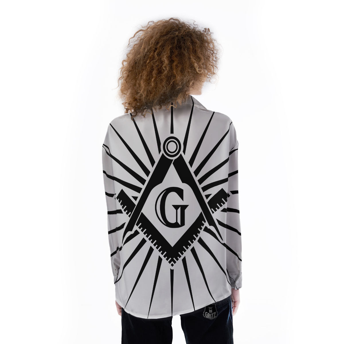 Symbol Freemasonry Print Women's Long Sleeve Shirts-grizzshop
