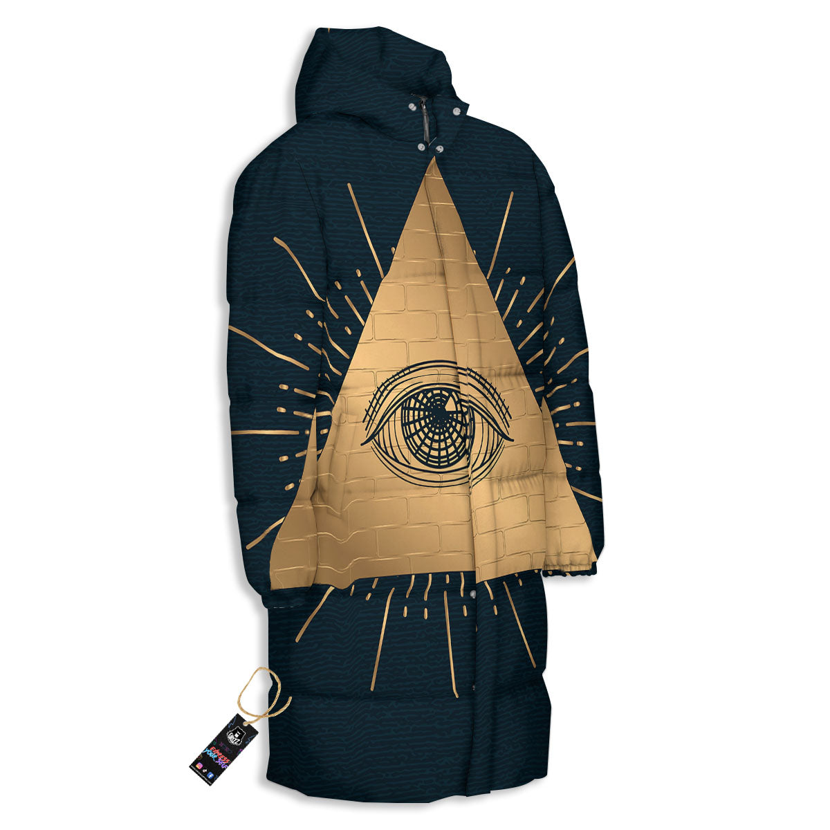 Symbol Illuminati Print Long Down Jacket-grizzshop