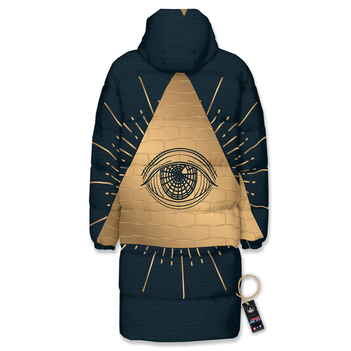 Symbol Illuminati Print Long Down Jacket-grizzshop
