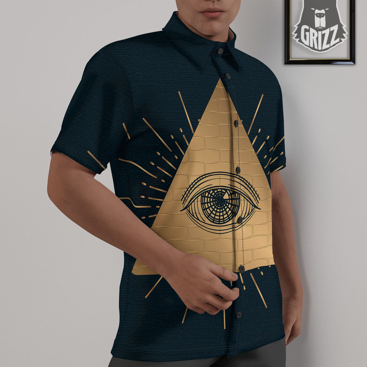 Symbol Illuminati Print Untucked Shirts-grizzshop