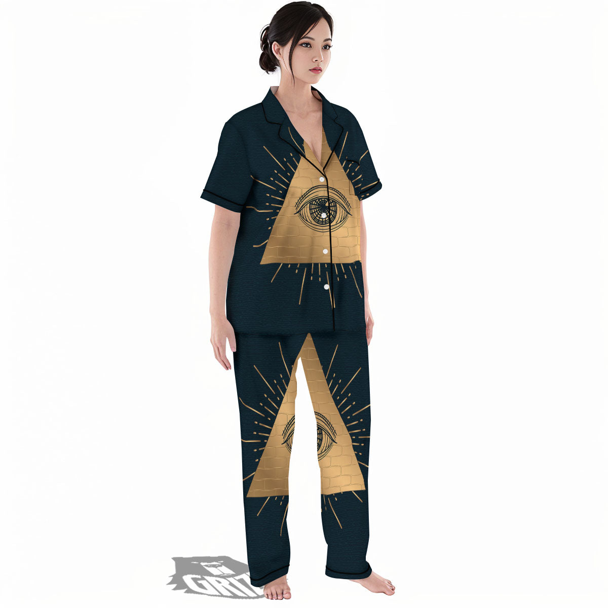 Symbol Illuminati Print Women's Pajamas Set-grizzshop