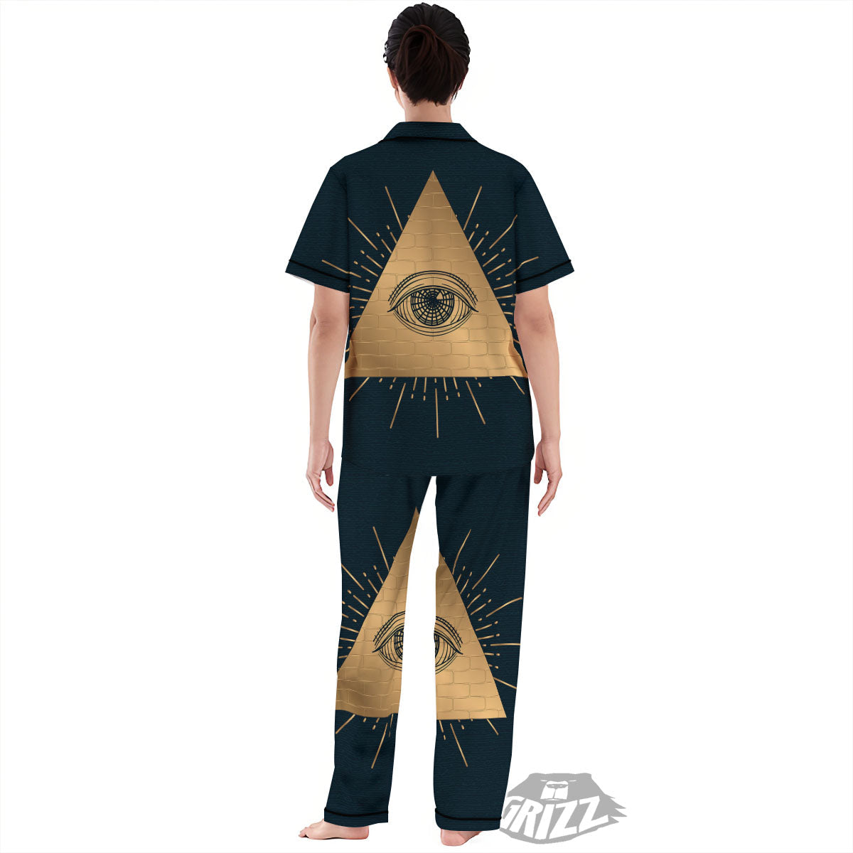 Symbol Illuminati Print Women's Pajamas Set-grizzshop