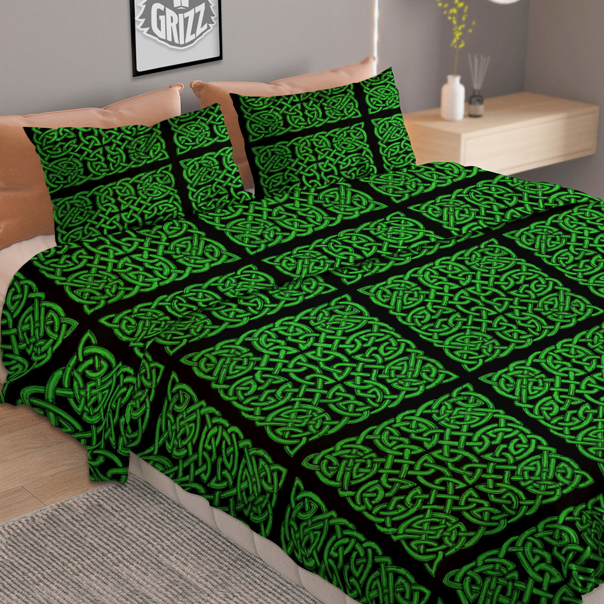 Symbol Irish Celtic Print Pattern Duvet Cover Bedding Set