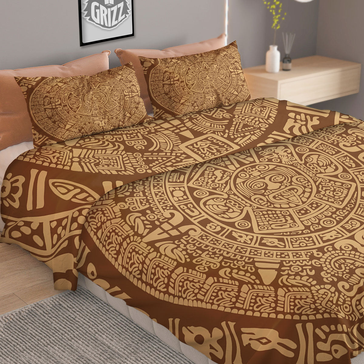Symbol Mayan Print Duvet Cover Bedding Set