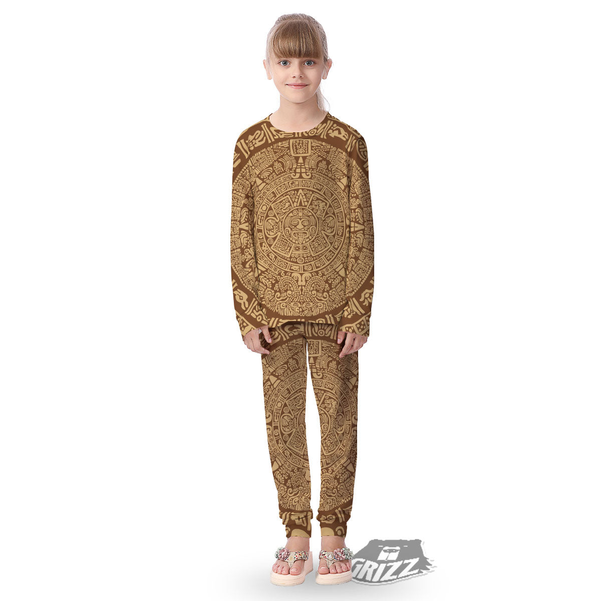 Symbol Mayan Print Kid's Pajamas-grizzshop