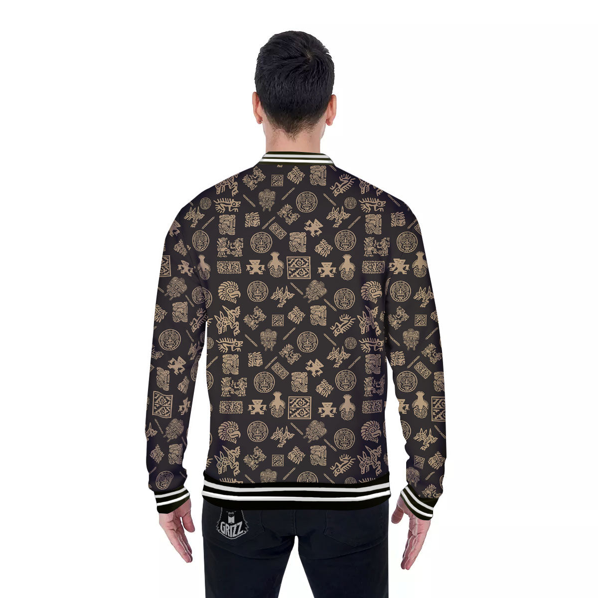 Symbol Mayan Print Pattern Baseball Jacket-grizzshop