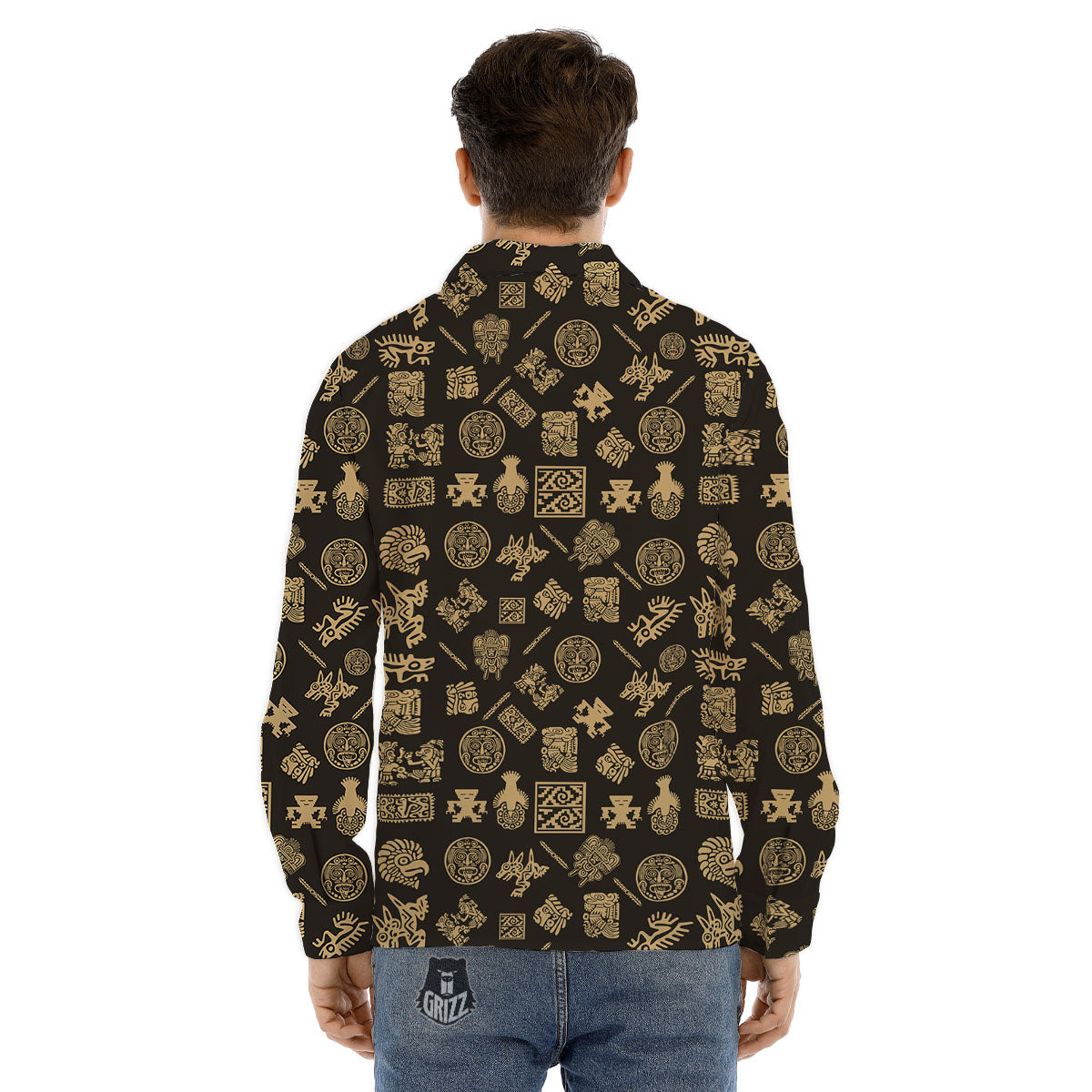 Symbol Mayan Print Pattern Men's Dress Shirts-grizzshop