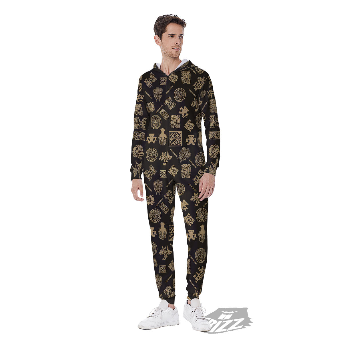 Symbol Mayan Print Pattern Men's Jumpsuit-grizzshop