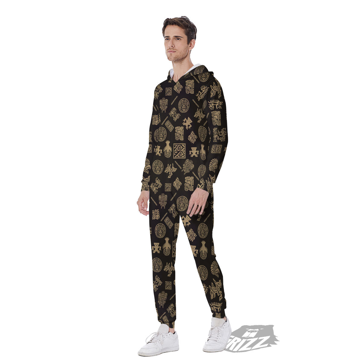 Symbol Mayan Print Pattern Men's Jumpsuit-grizzshop