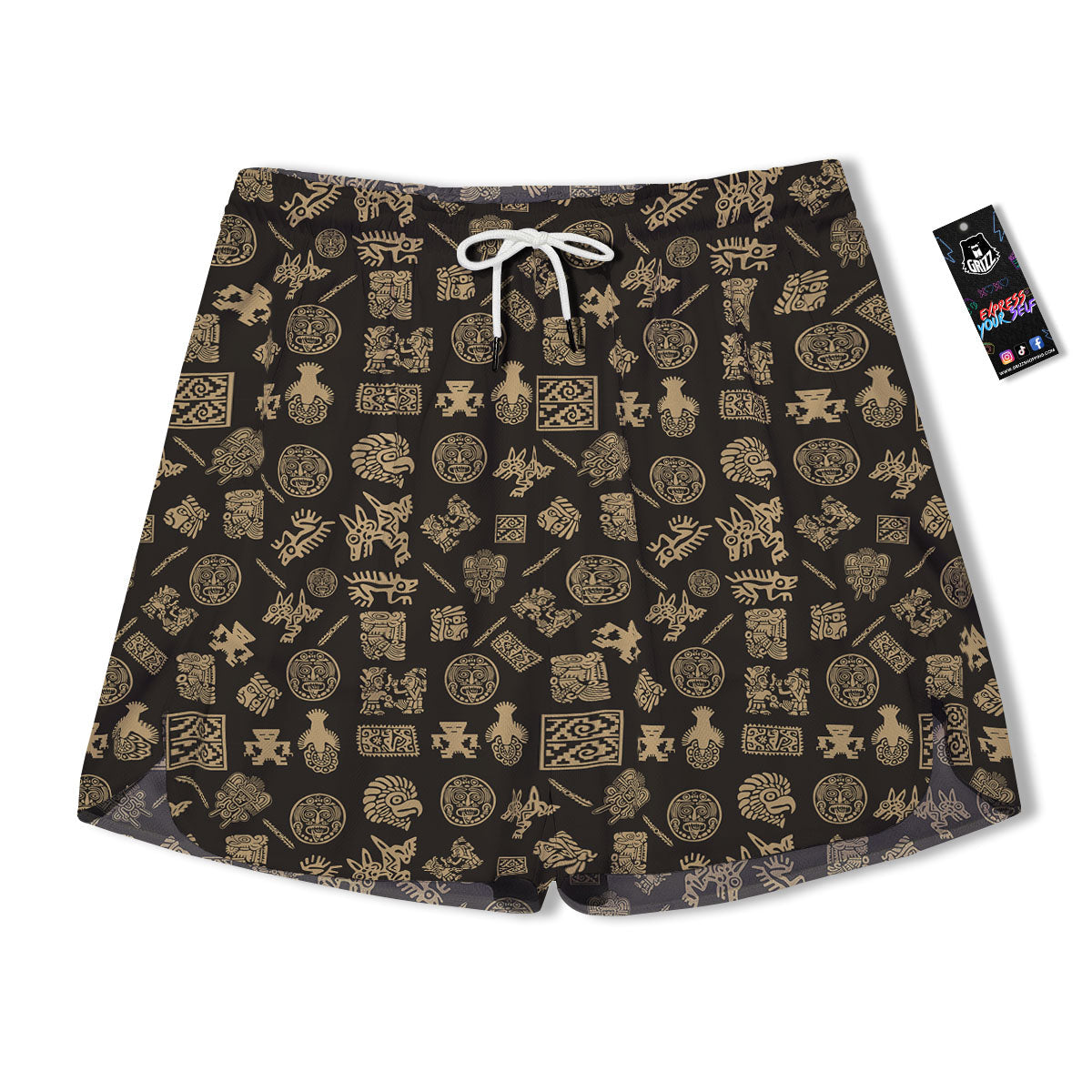 Symbol Mayan Print Pattern Men's Running Shorts-grizzshop