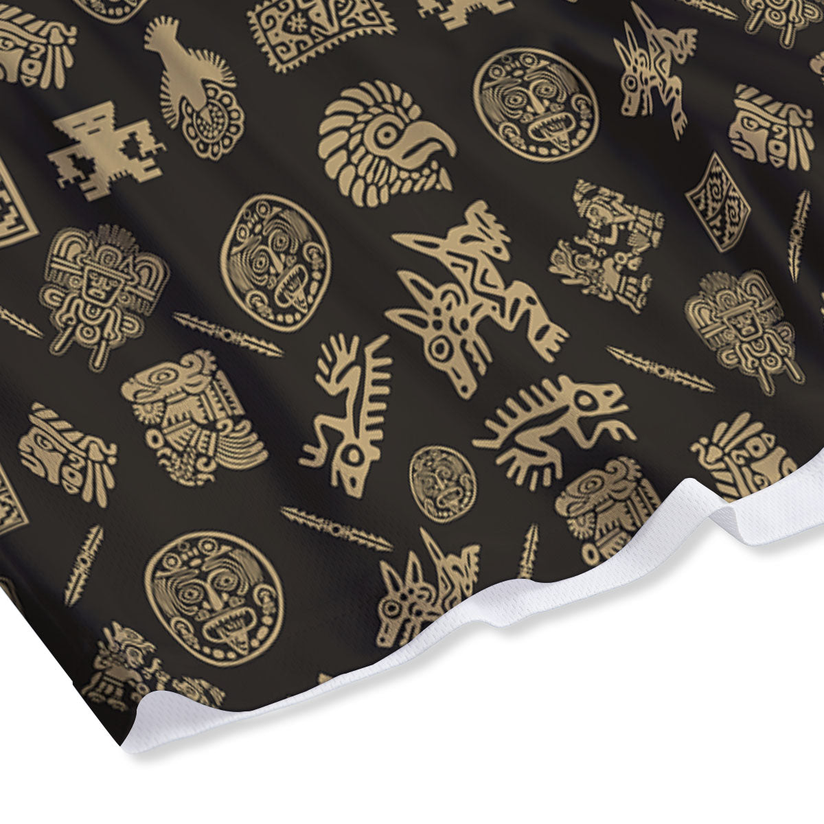 Symbol Mayan Print Pattern Mesh Shorts