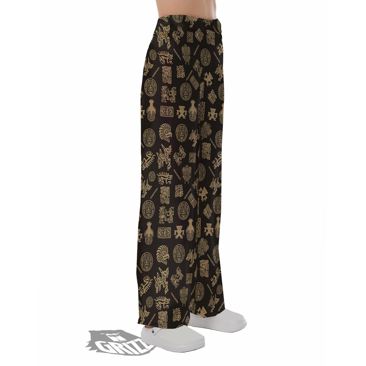 Symbol Mayan Print Pattern Pajama Pants-grizzshop