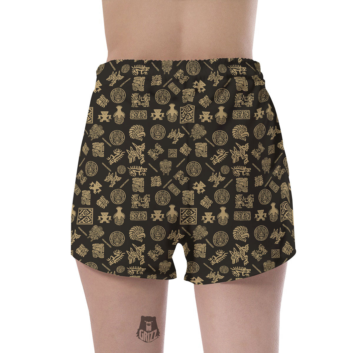 Symbol Mayan Print Pattern Women's Shorts-grizzshop