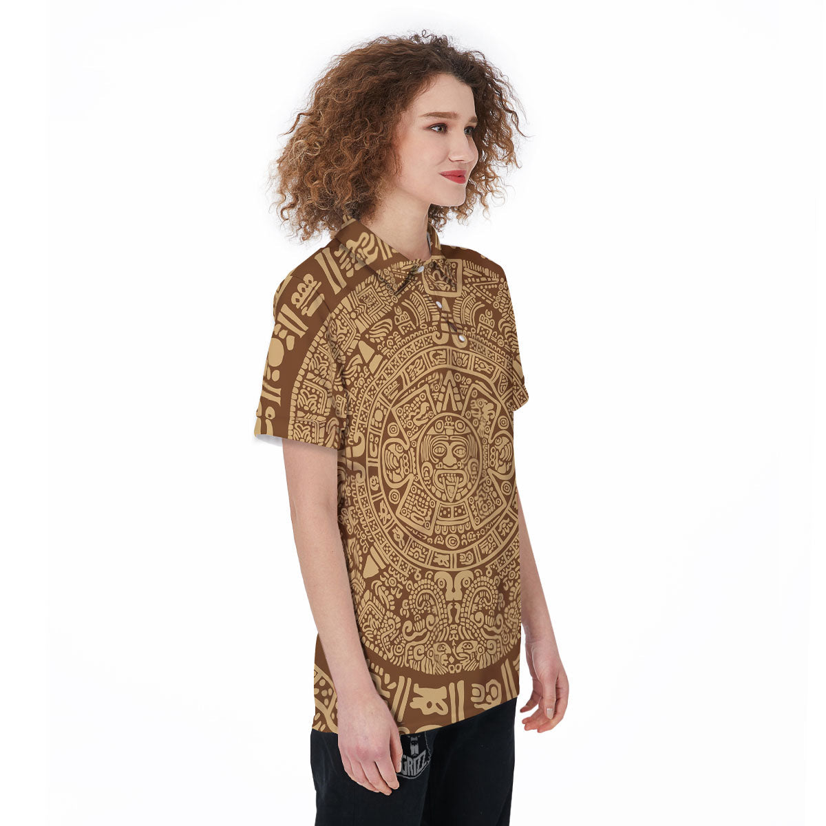 Symbol Mayan Print Women's Golf Shirts-grizzshop