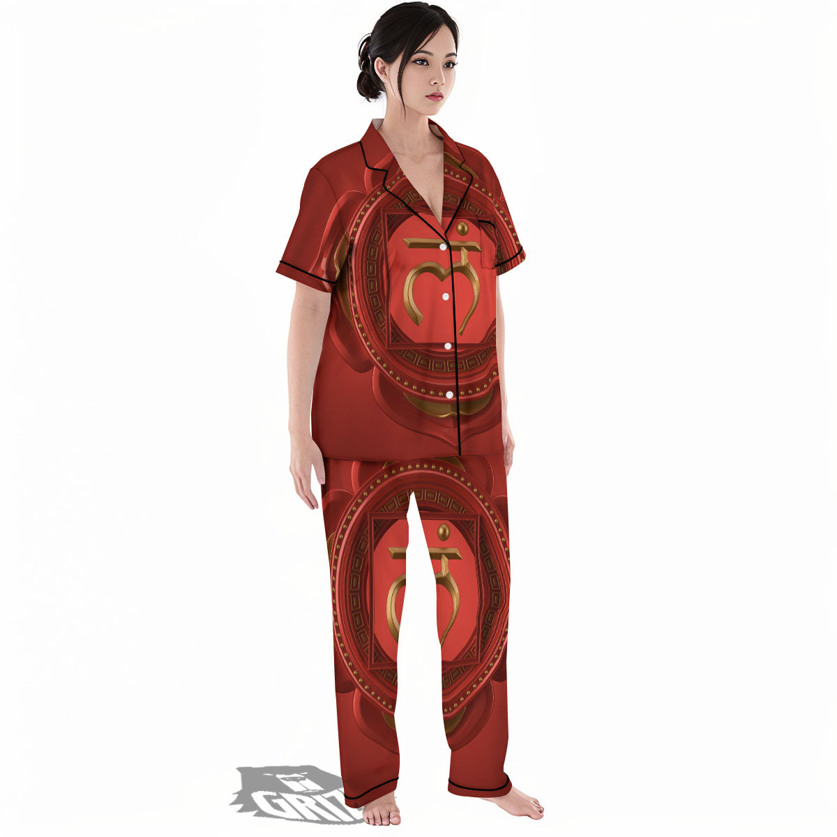 Symbol Muladhara Chakra Print Women's Pajamas Set-grizzshop
