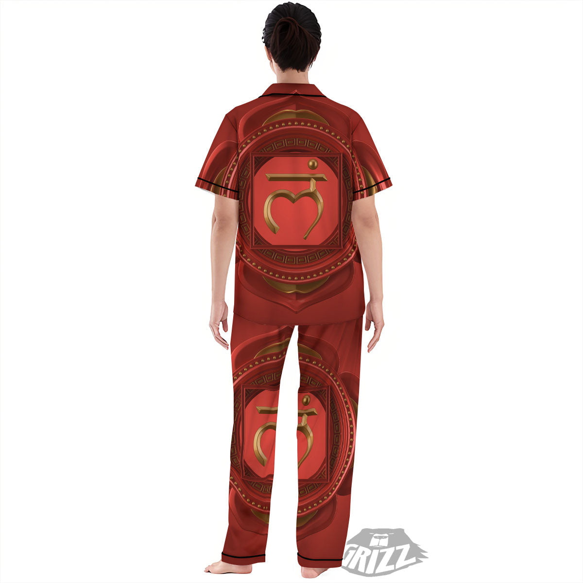 Symbol Muladhara Chakra Print Women's Pajamas Set-grizzshop
