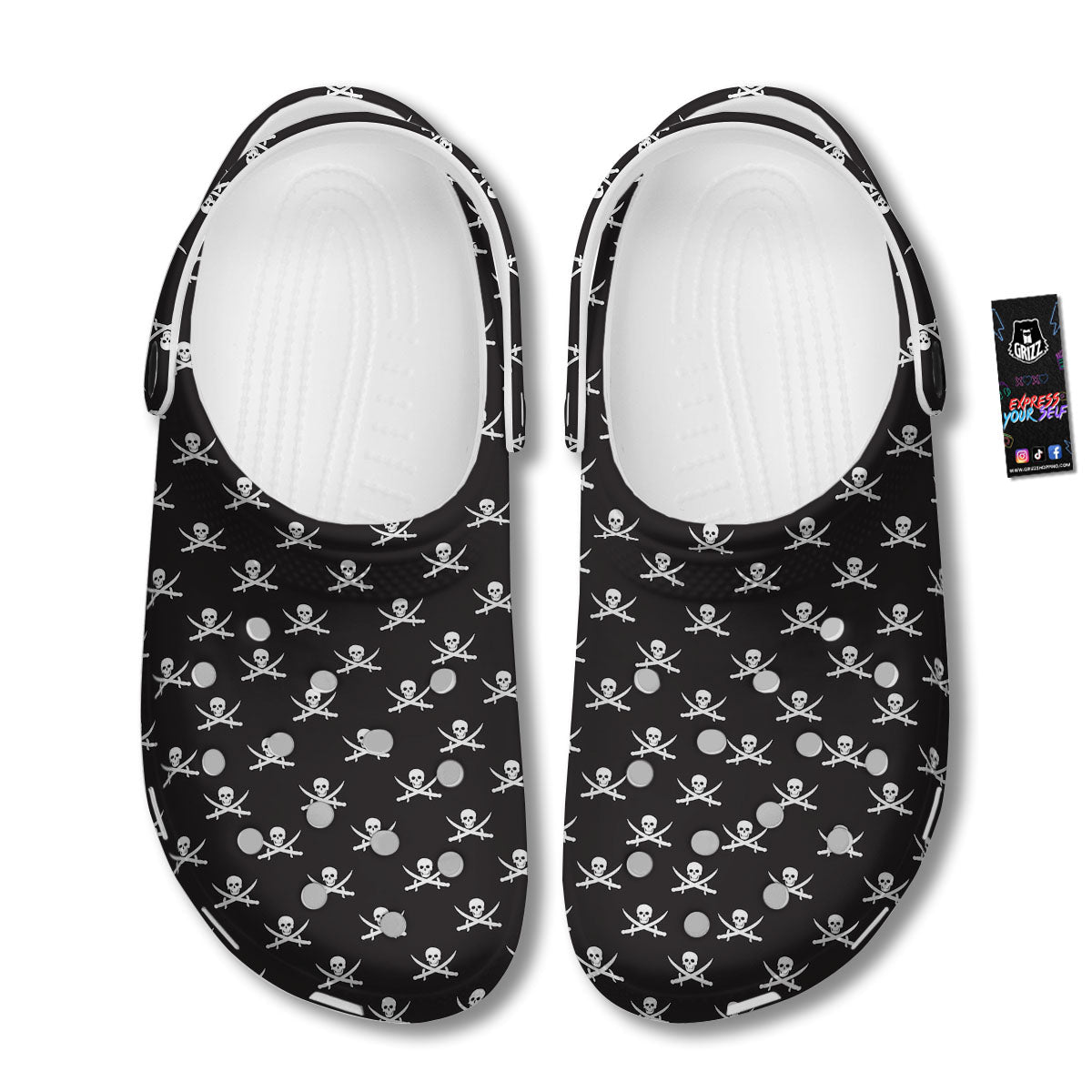Symbol Pirate Skull Print Pattern Clog-grizzshop