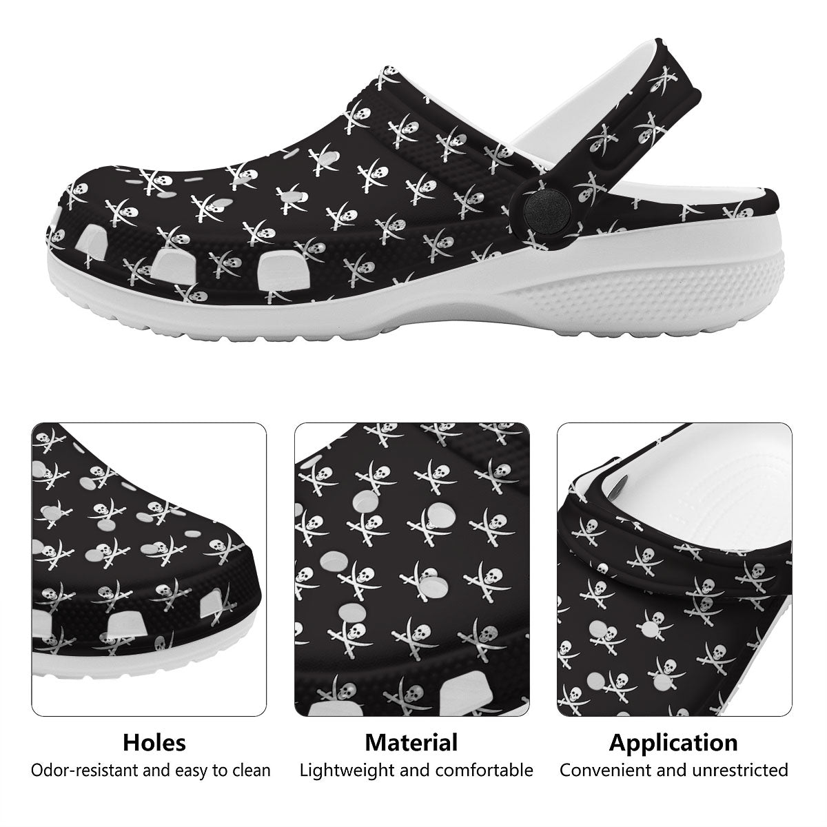 Symbol Pirate Skull Print Pattern Clog-grizzshop