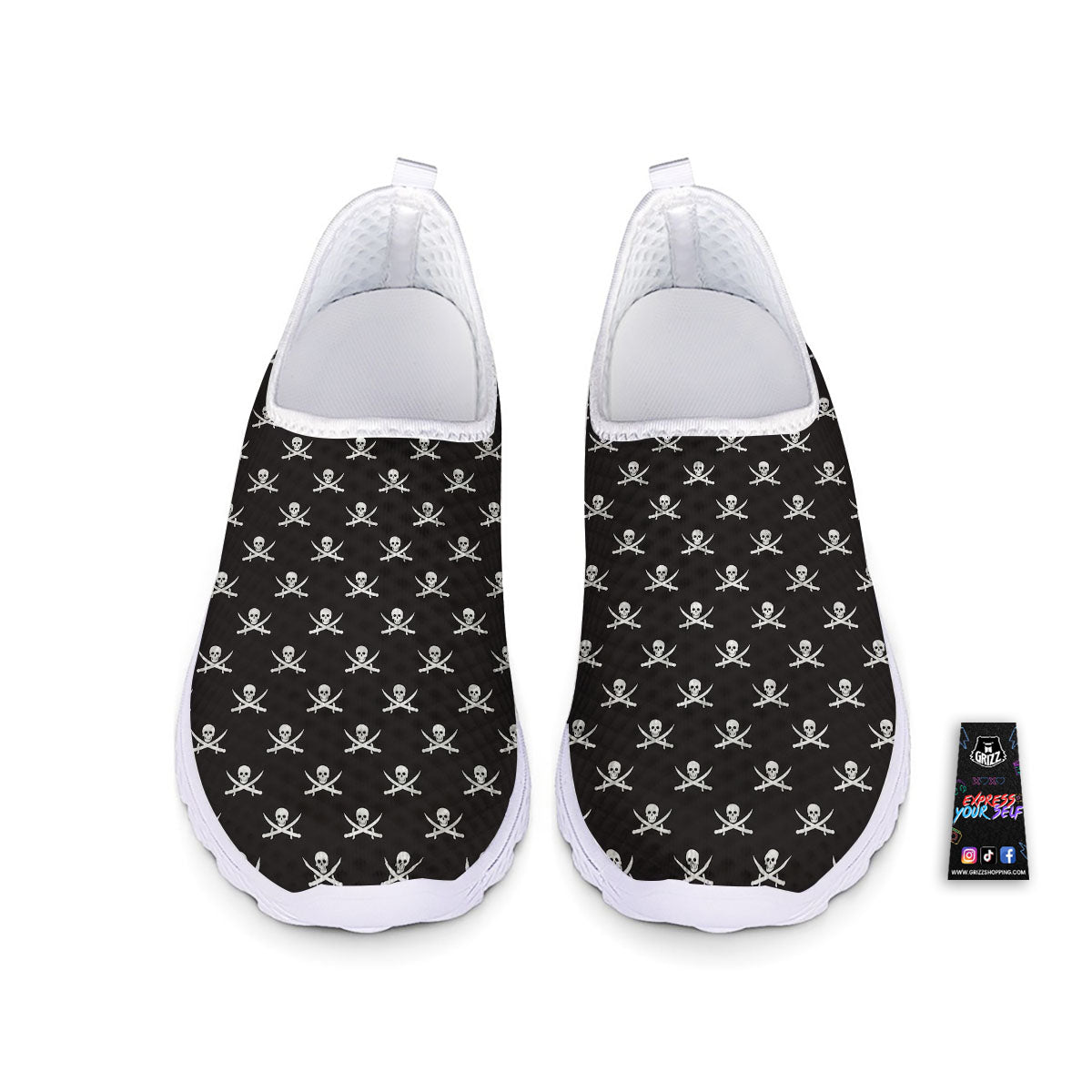 Symbol Pirate Skull Print Pattern Nurse Shoes-grizzshop