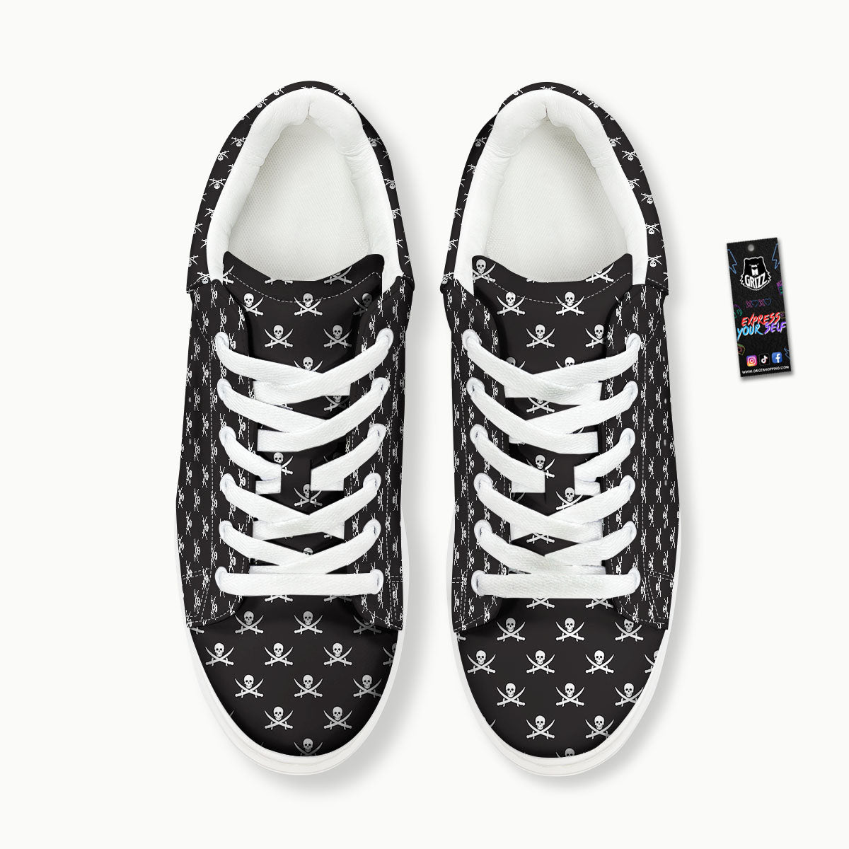 Symbol Pirate Skull Print Pattern Platform Shoes-grizzshop