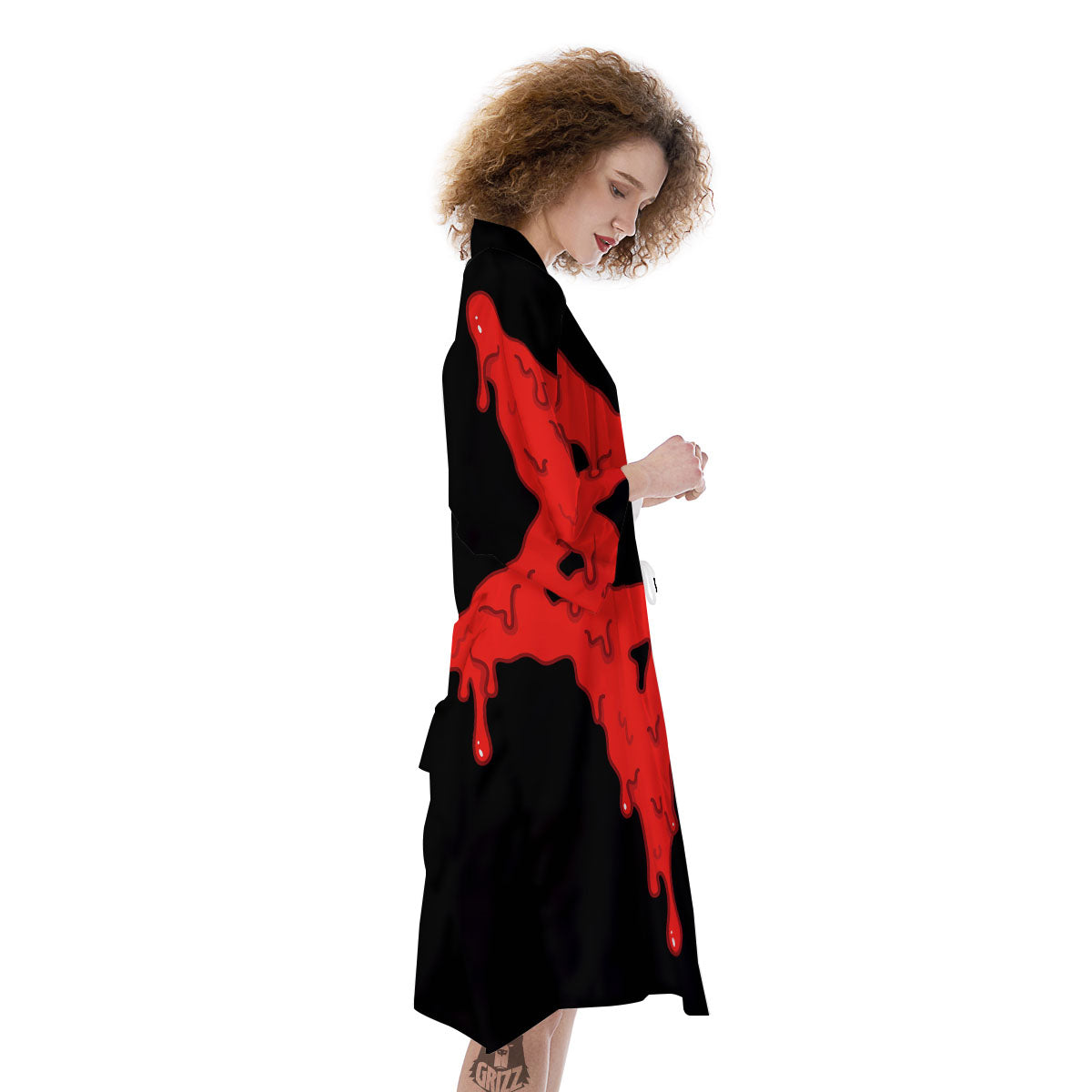 Symbol Red Pentagram Print Kimono-grizzshop