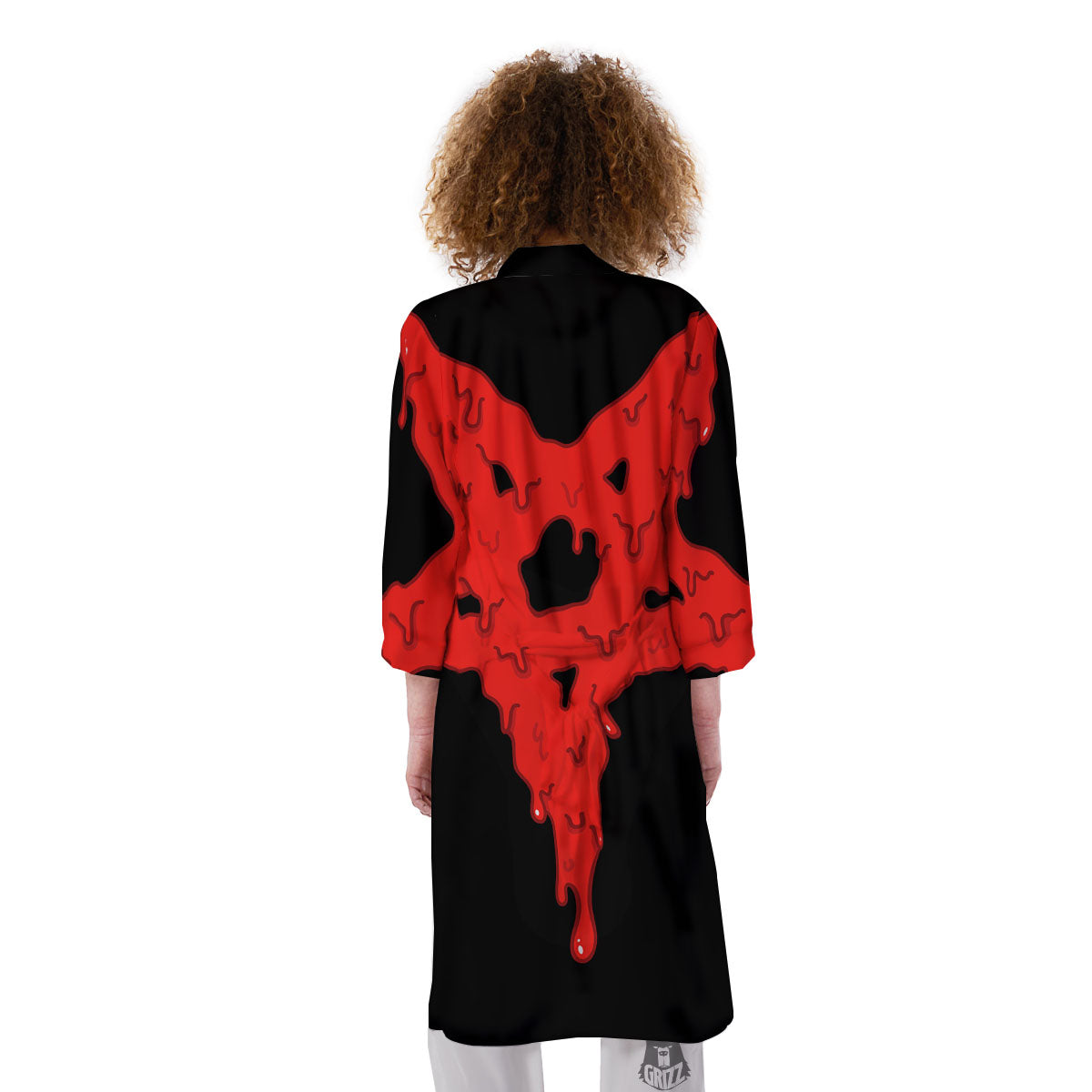 Symbol Red Pentagram Print Kimono-grizzshop