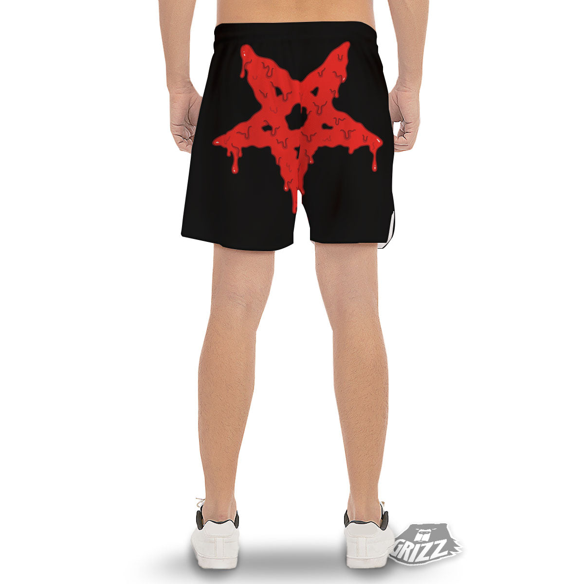 Symbol Red Pentagram Print Men's Gym Shorts-grizzshop