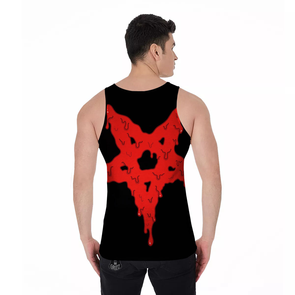 Symbol Red Pentagram Print Men's Tank Top-grizzshop